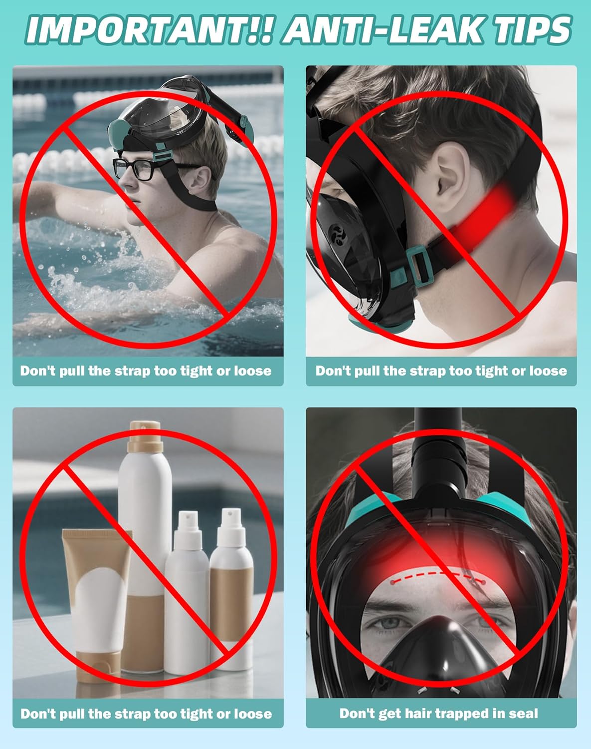Full Face Snorkel Mask & Adjustable Swim Fins Snorkel Kit for Adults