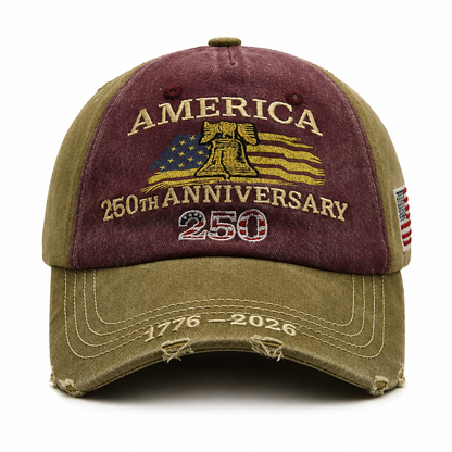 United States 250th Anniversary Embroidered Patriotic Cap for Independence Day