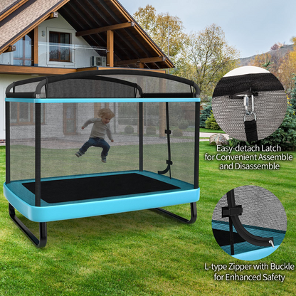 6 Ft Kids Trampoline with Swing, Baby Toddler Rectangle Trampoline, Max Load 220lbs (Blue/Orange)