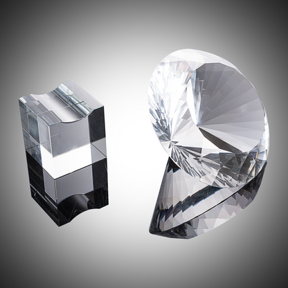 Multi-faceted Diamond Shaped Crystal with Stand for Home Decor