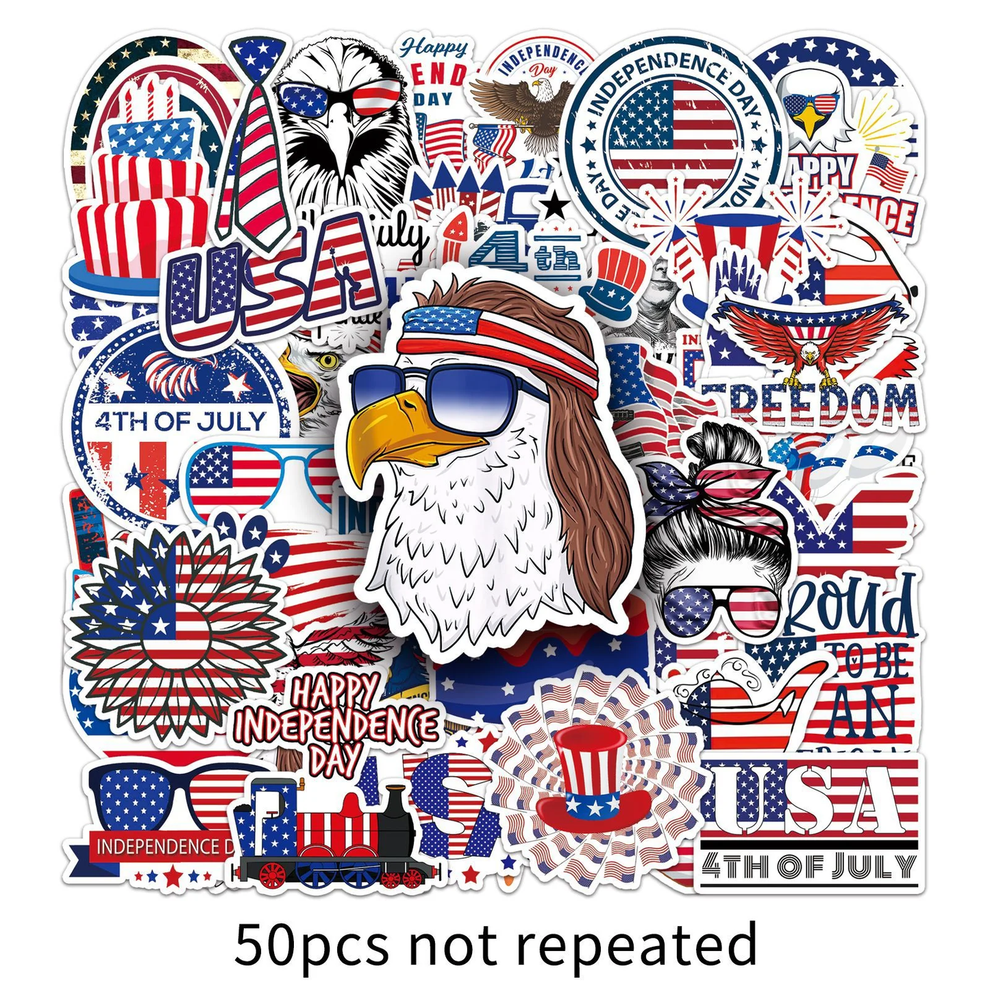 50 Pcs USA 250th Anniversary Patriotic Stickers – Independence Day