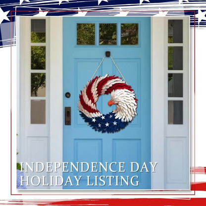 4th of July Patriotic Door Sign – 250th Anniversary Eagle Wreath