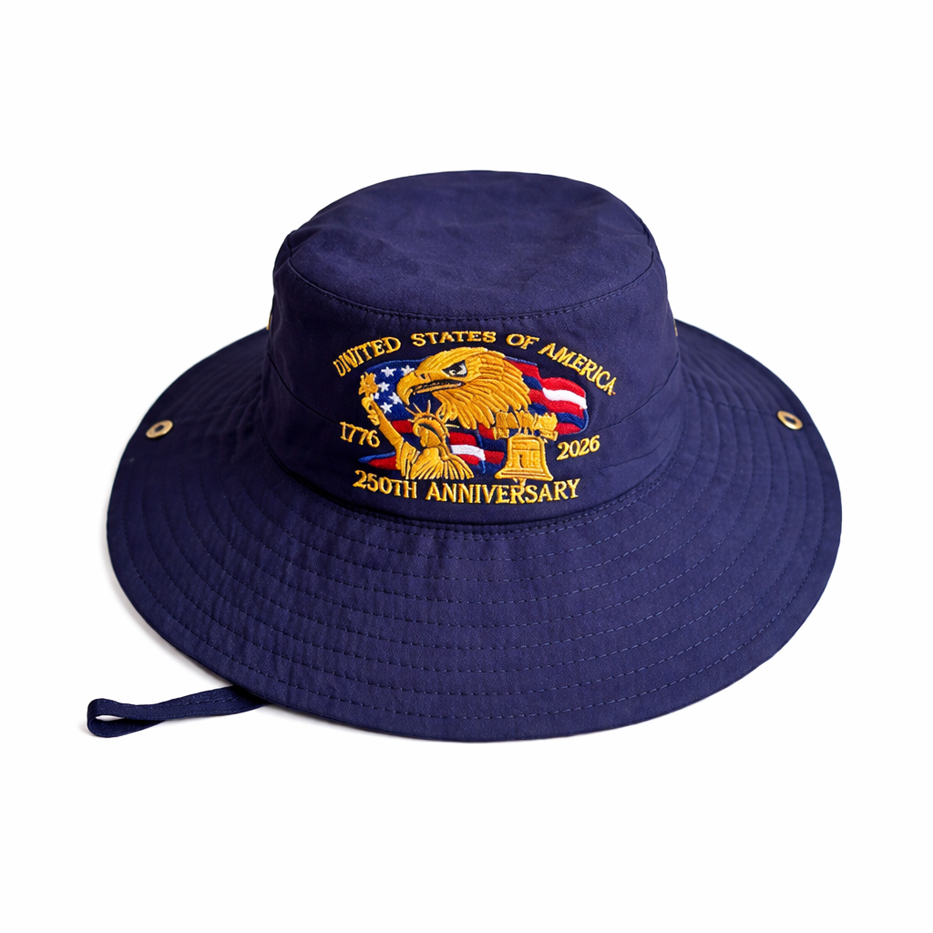 U.S. 250th Anniversary Embroidered Bucket Hat, Foldable Patriotic Sun Hat