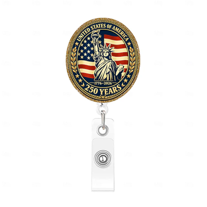 America's 250th Anniversary Retractable Badge Reel with Cli