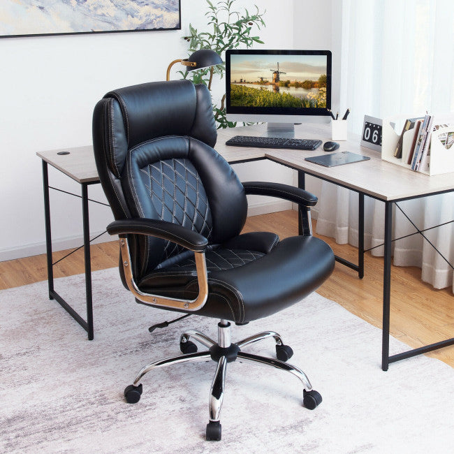 500LBS Big and Tall Office Chair Height Adjustable Executive Computer Chair with Padded Armrest and Rocking Backrest