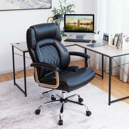 500LBS Big and Tall Office Chair Height Adjustable Executive Computer Chair with Padded Armrest and Rocking Backrest
