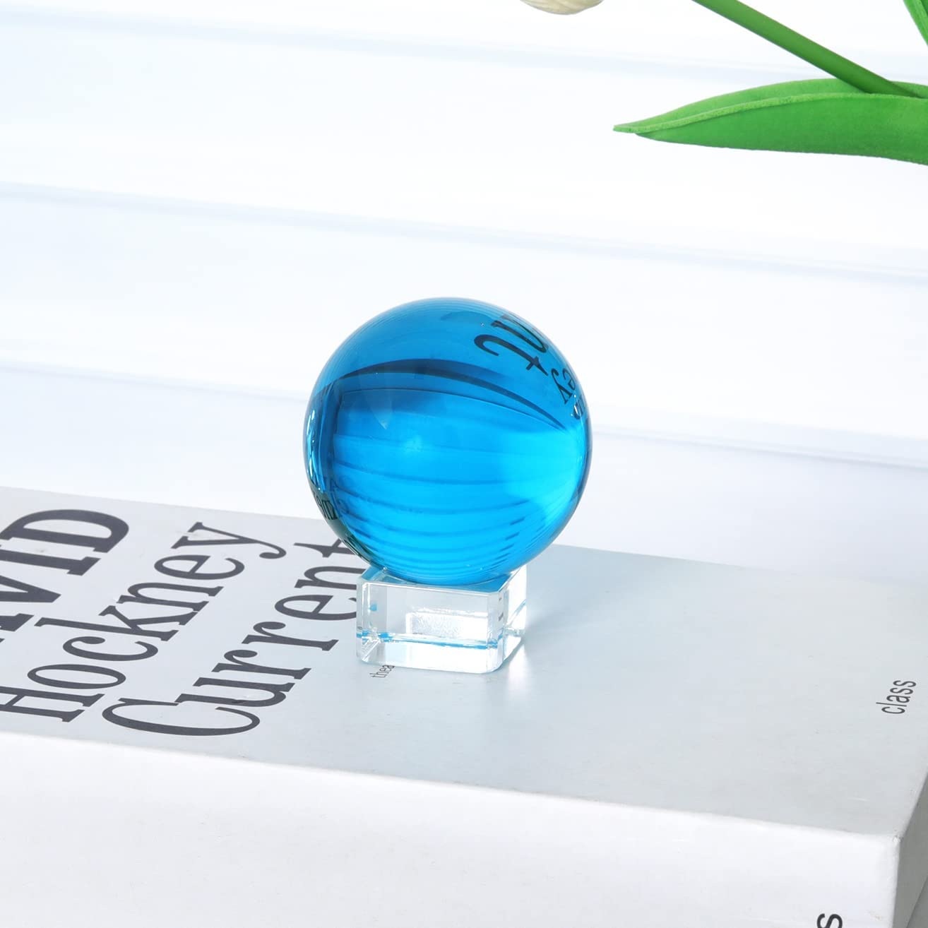 Aqua Blue Decorative Crystal Ball with Stand (40mm/50mm/60mm)