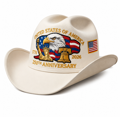 Patriotic 250th Anniversary Cowboy Hat for USA Celebration