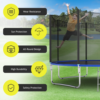 Trampoline Safety Net, 8 10 12 14 15 16Ft Weather-Resistant Replacement Enclosure Net for Round Frame