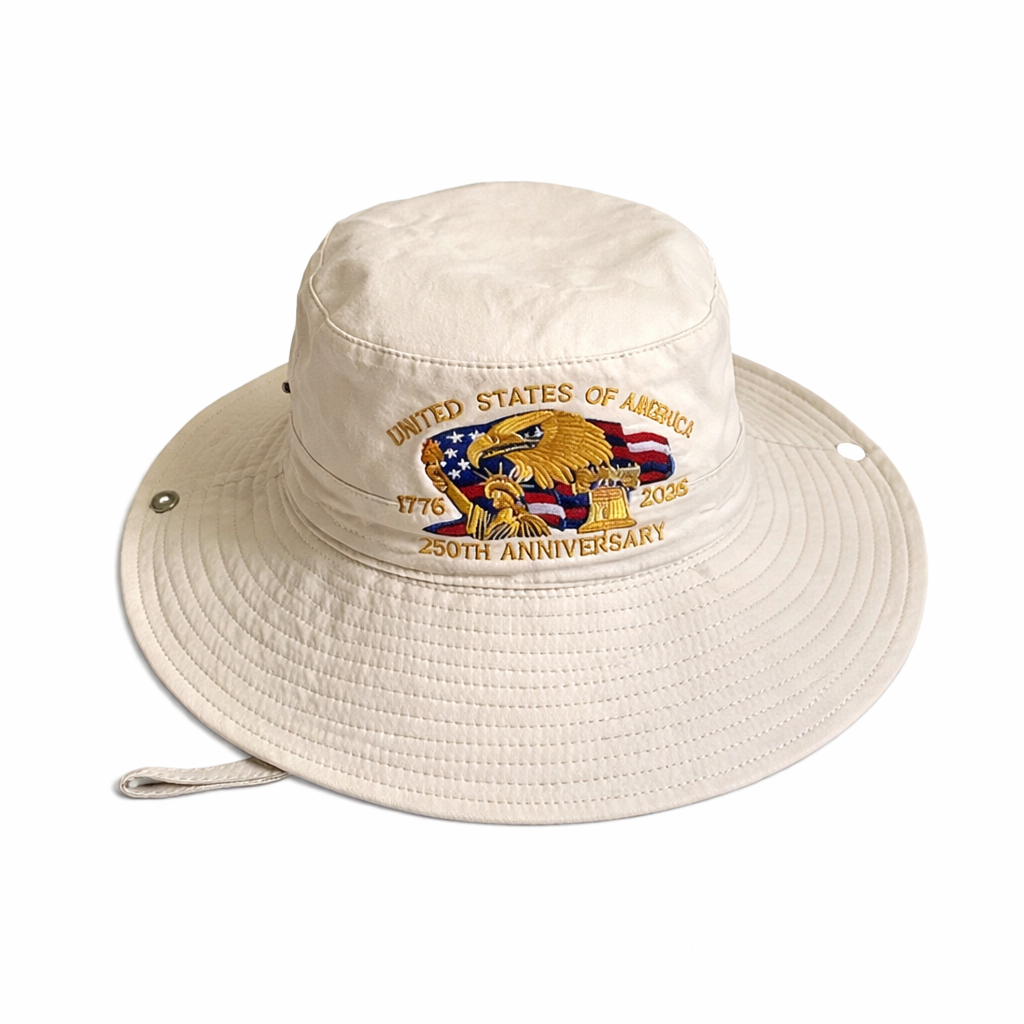 U.S. 250th Anniversary Embroidered Bucket Hat, Foldable Patriotic Sun Hat