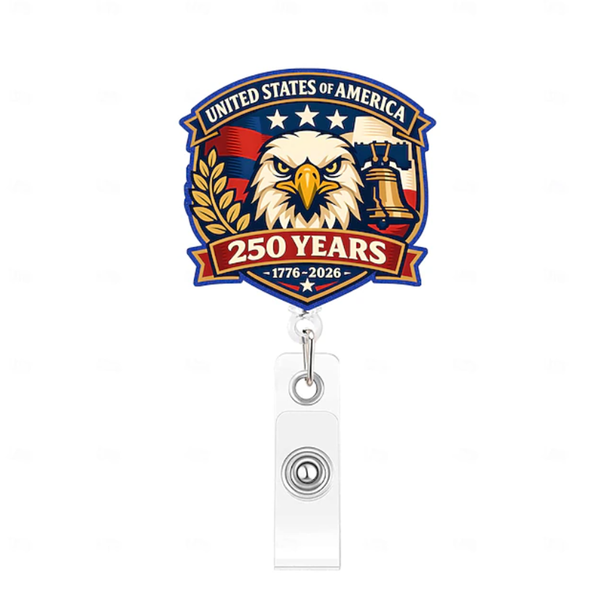 America's 250th Anniversary Retractable Badge Reel with Cli