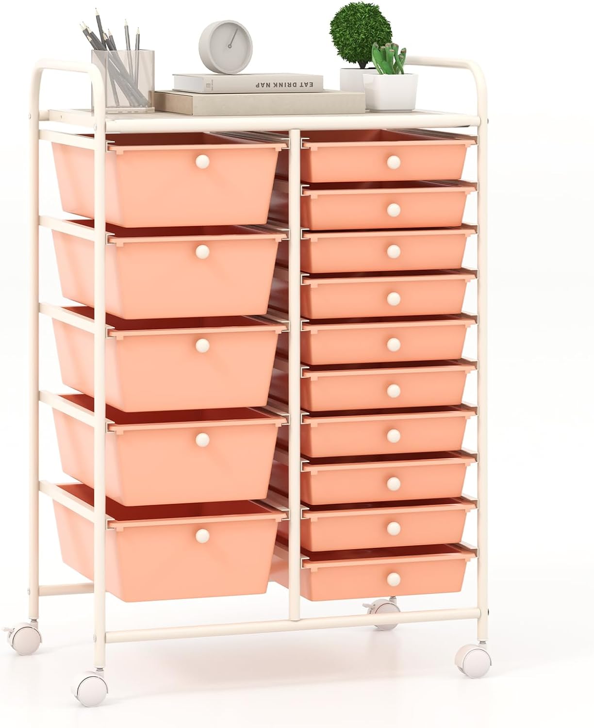 15-Drawer Organizer Cart Office School Rolling Storage Cart