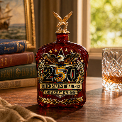 Patriotic Whiskey Glass,250TH Anniversary U.S.A. Commemorative Whiskey Bottle