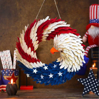 4th of July Patriotic Door Sign – 250th Anniversary Eagle Wreath