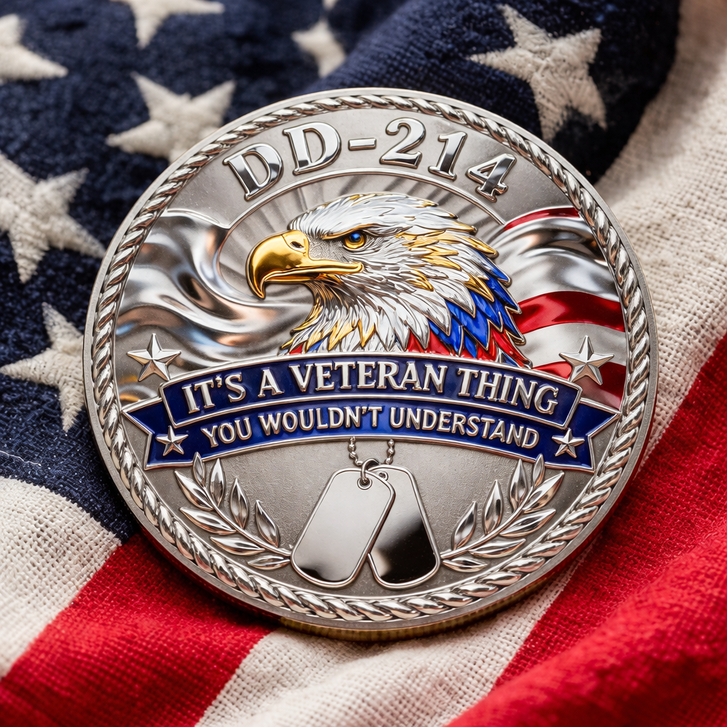 Veteran Embroidered Baseball Hat with 2 Commemorative Coins, Patriotic Eagle Design