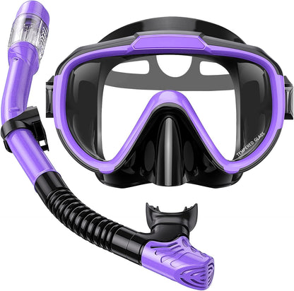 Snorkel Set Adults Snorkeling Gear Anti-Fog Panoramic View Swim Mask