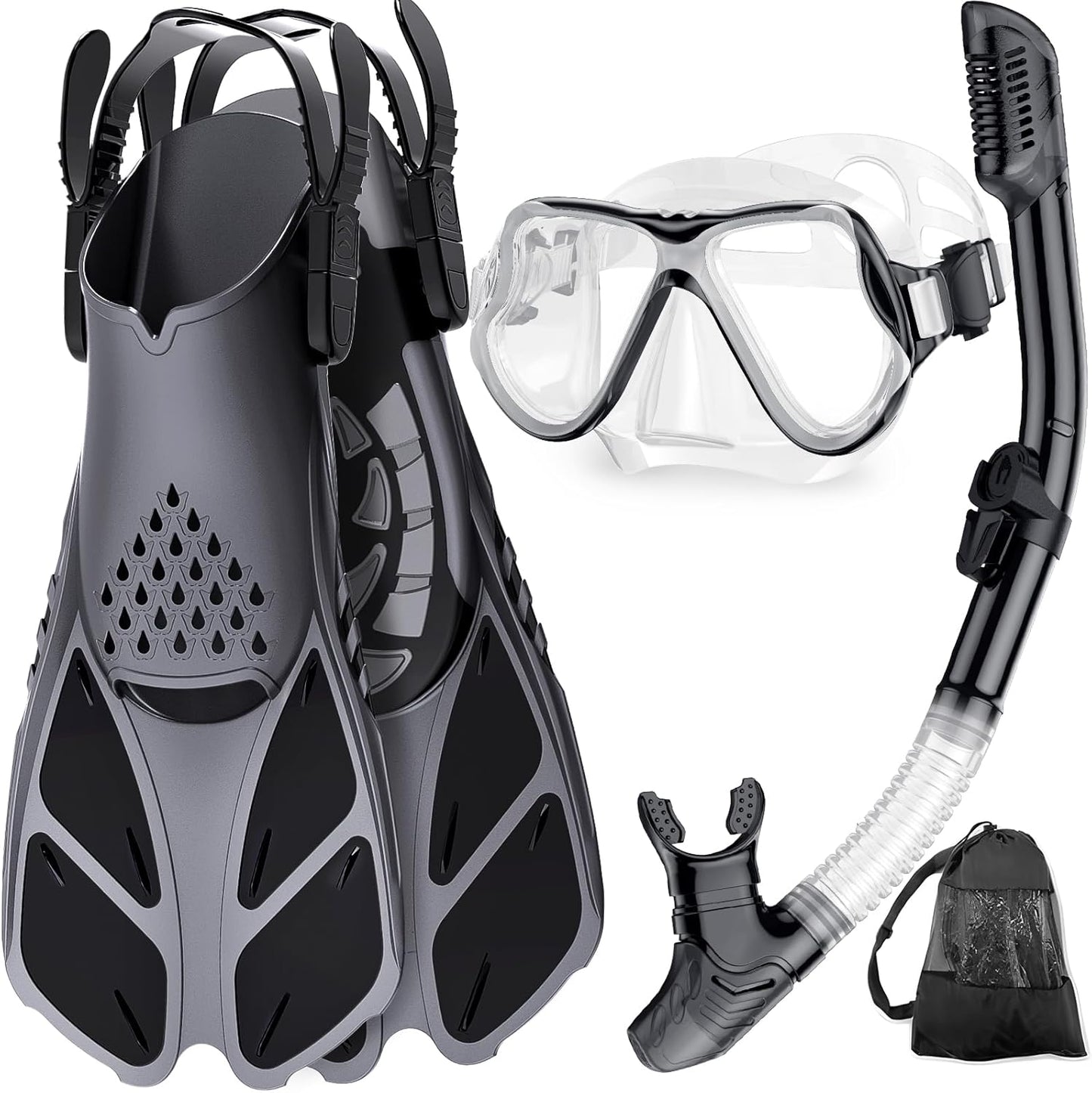 Adults Mask Fins Snorkel Set Beginner-Friendly Snorkeling Gear