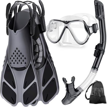 Adults Mask Fins Snorkel Set Beginner-Friendly Snorkeling Gear