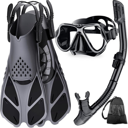 Adults Mask Fins Snorkel Set Beginner-Friendly Snorkeling Gear