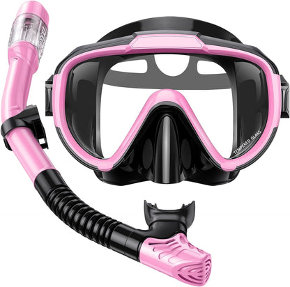 Snorkel Set Adults Snorkeling Gear Anti-Fog Panoramic View Swim Mask