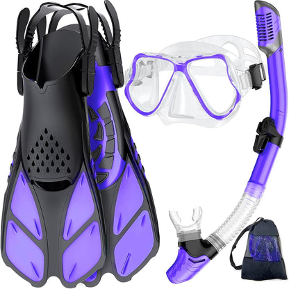Adults Mask Fins Snorkel Set Beginner-Friendly Snorkeling Gear