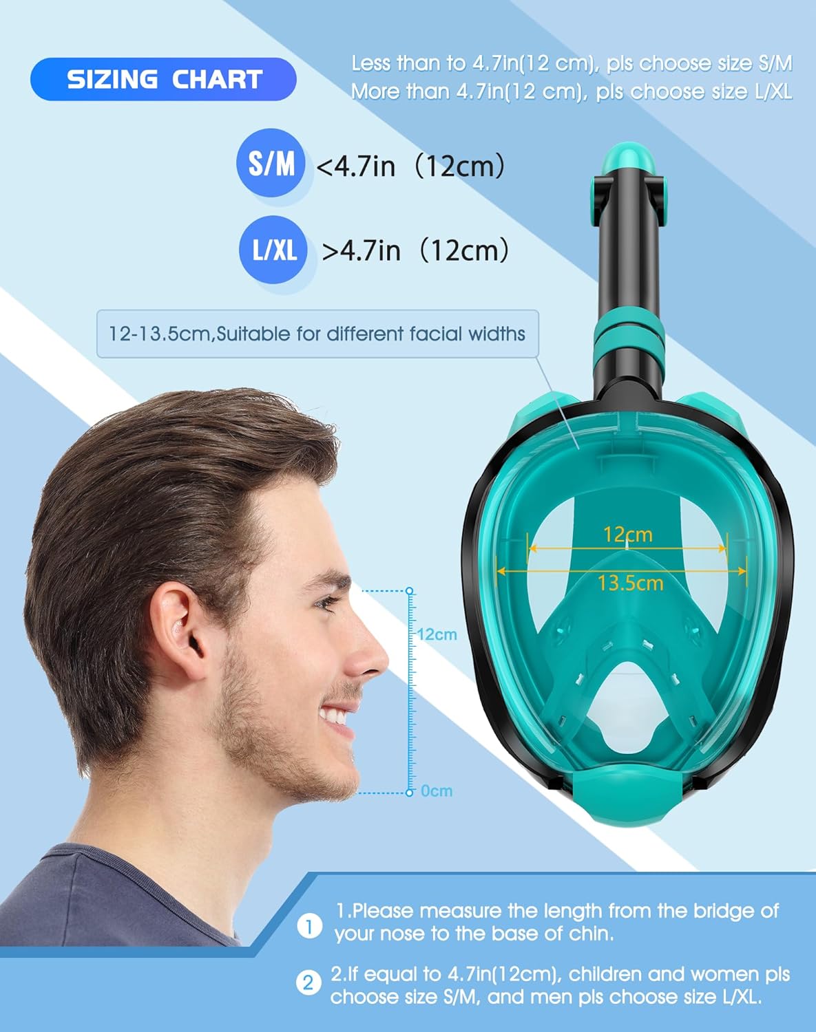 Adults G2 Full Face Snorkel Mask with Latest Dry Top System