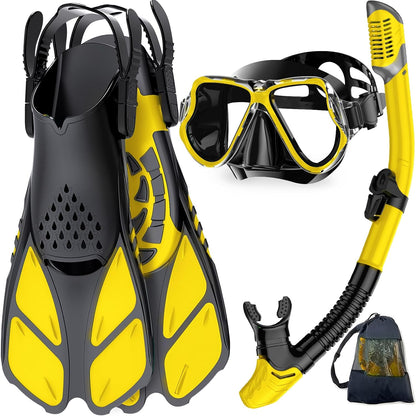 Adults Mask Fins Snorkel Set Beginner-Friendly Snorkeling Gear