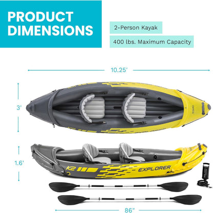 Inflatable Kayak Set with Aluminum Oars, Pump, Adjustable Seats & 400lb Capacity