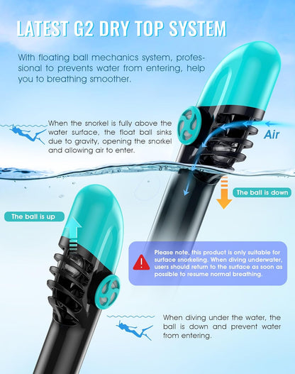 Adults G2 Full Face Snorkel Mask with Latest Dry Top System