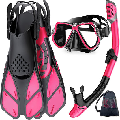 Adults Mask Fins Snorkel Set Beginner-Friendly Snorkeling Gear