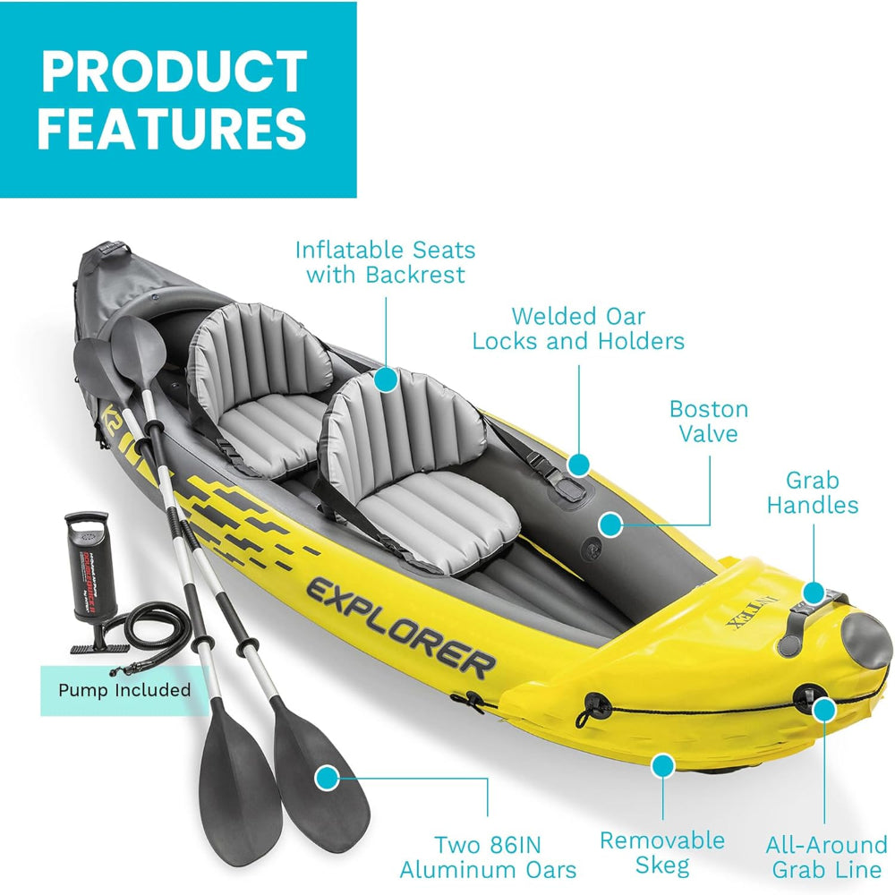 Inflatable Kayak Set with Aluminum Oars, Pump, Adjustable Seats & 400lb Capacity