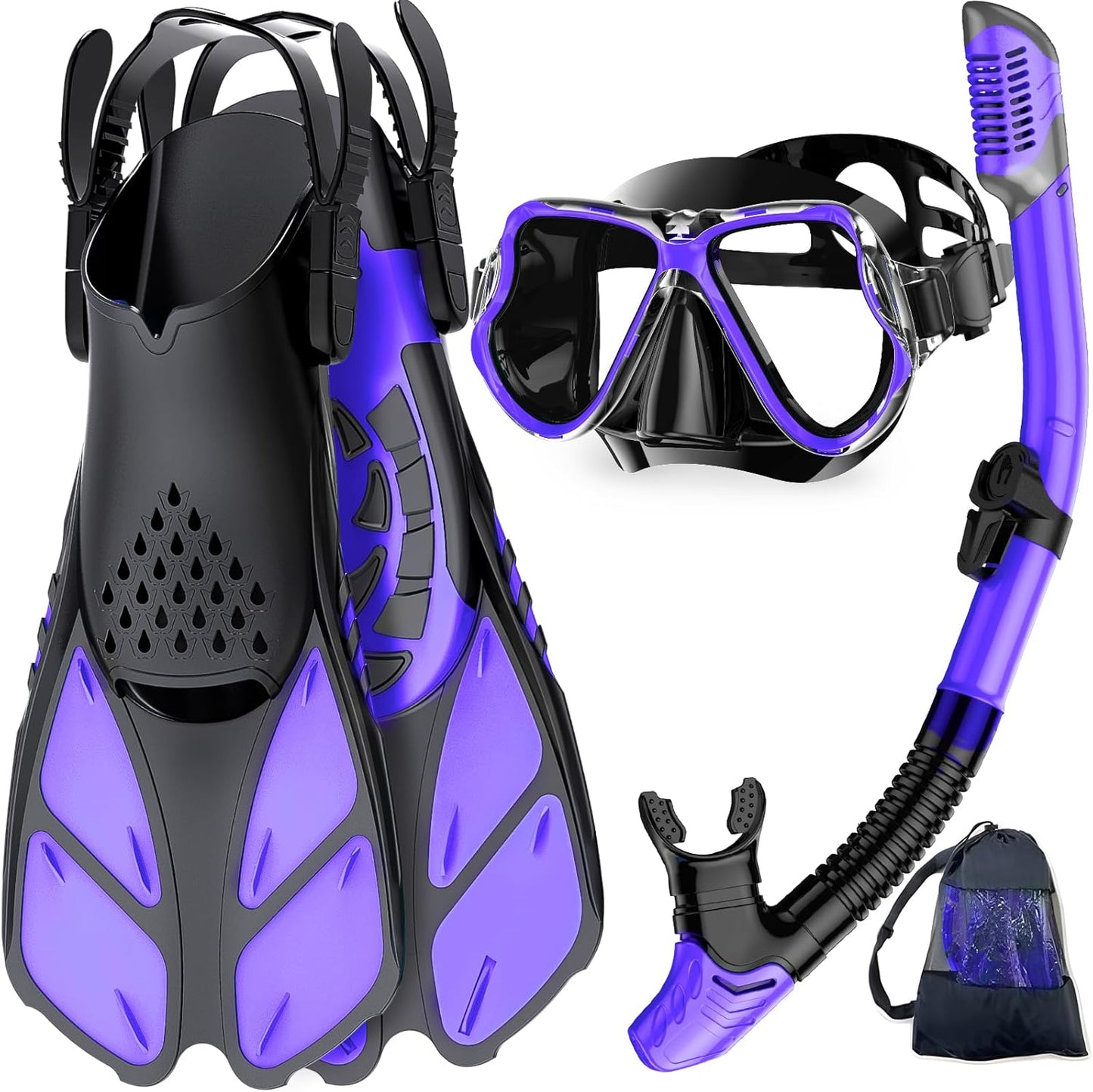 Adults Mask Fins Snorkel Set Beginner-Friendly Snorkeling Gear