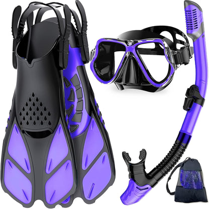 Adults Mask Fins Snorkel Set Beginner-Friendly Snorkeling Gear