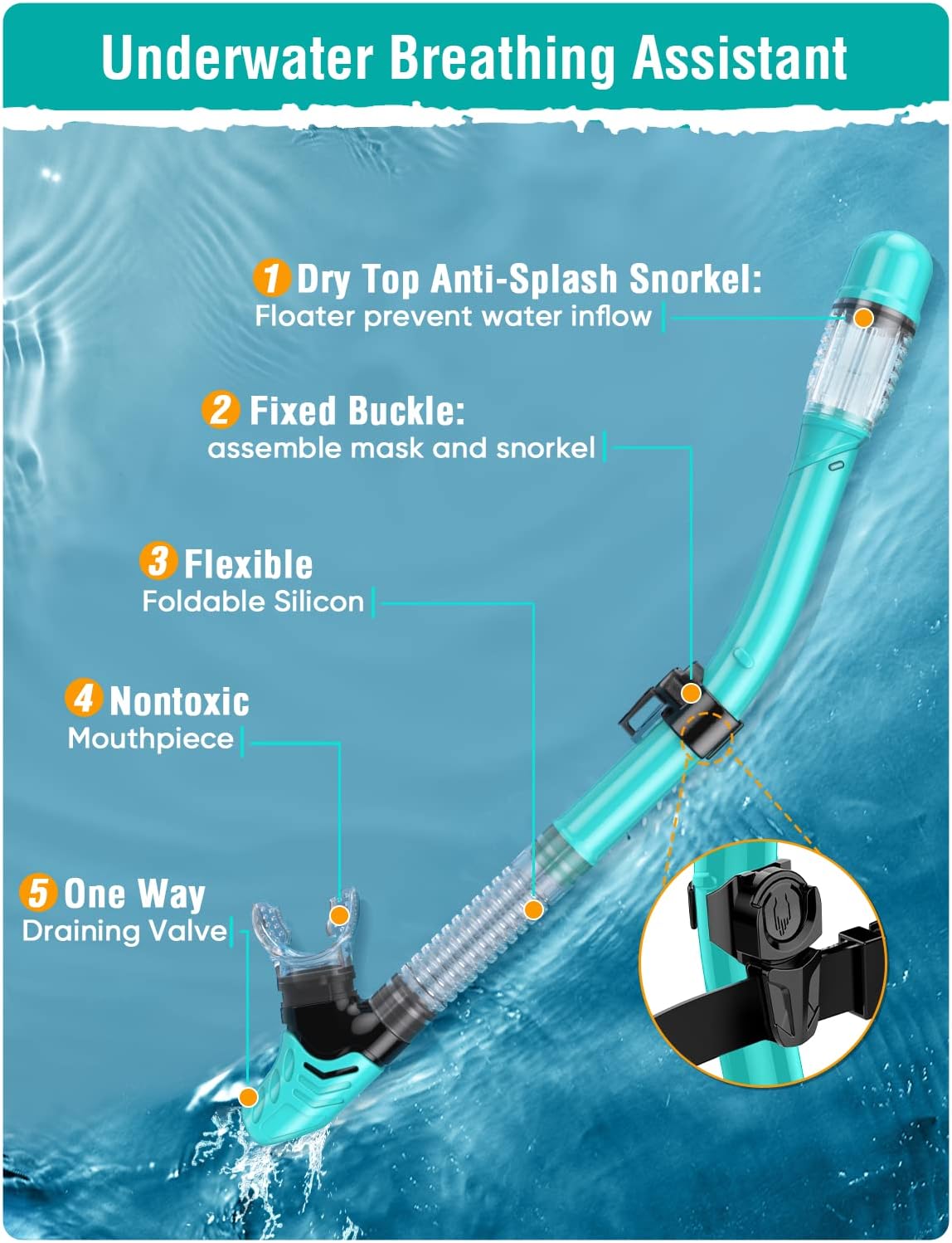 Snorkel Set Adults Snorkeling Gear Anti-Fog Panoramic View Swim Mask
