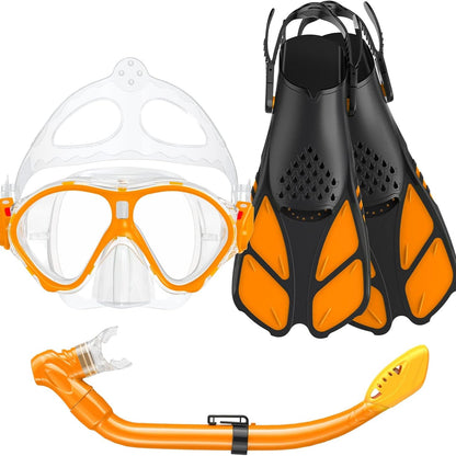 Kids Snorkel Set | Snorkeling Gear for Kids, Adjustable flippers
