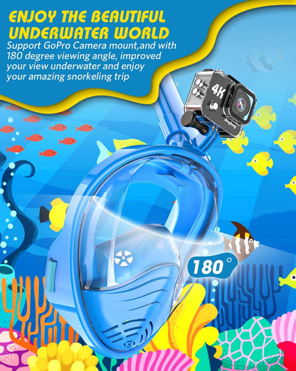 Kids Snorkel Mask Full Face | Beginner-Friendly & Anti-Fog & Leak-Proof