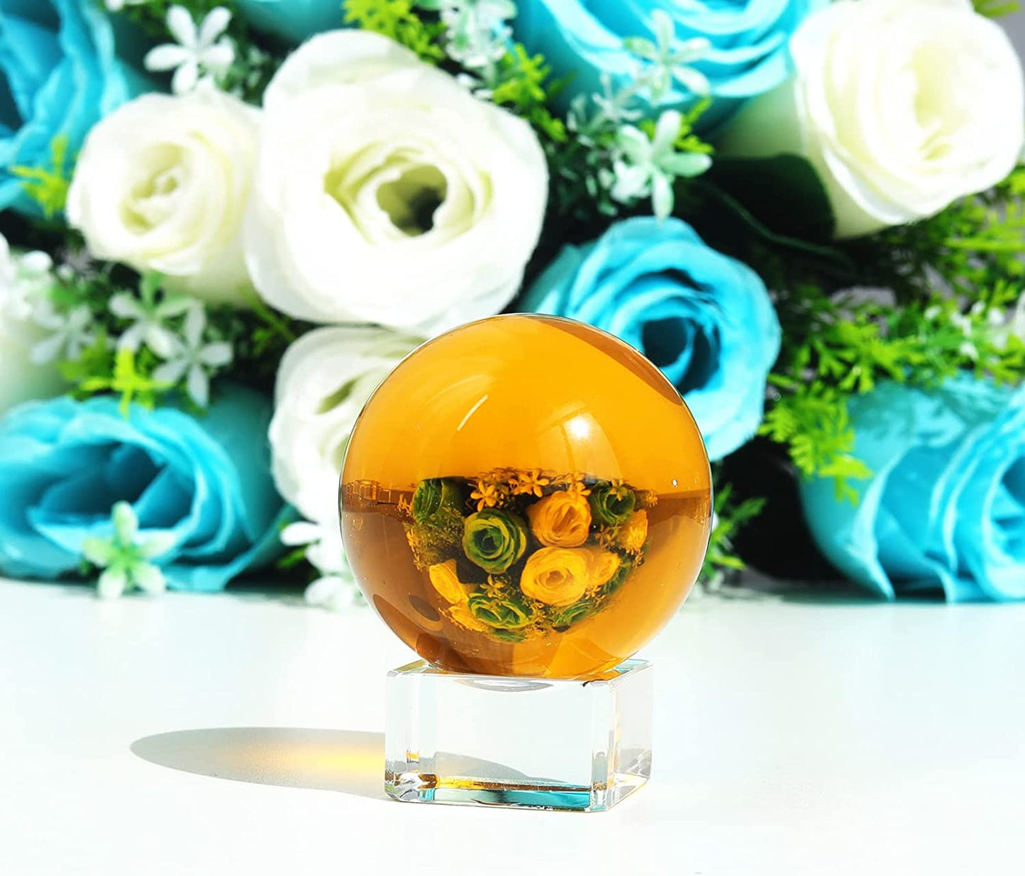 Amber Crystal Sphere with Stand (40mm/50mm/60mm)