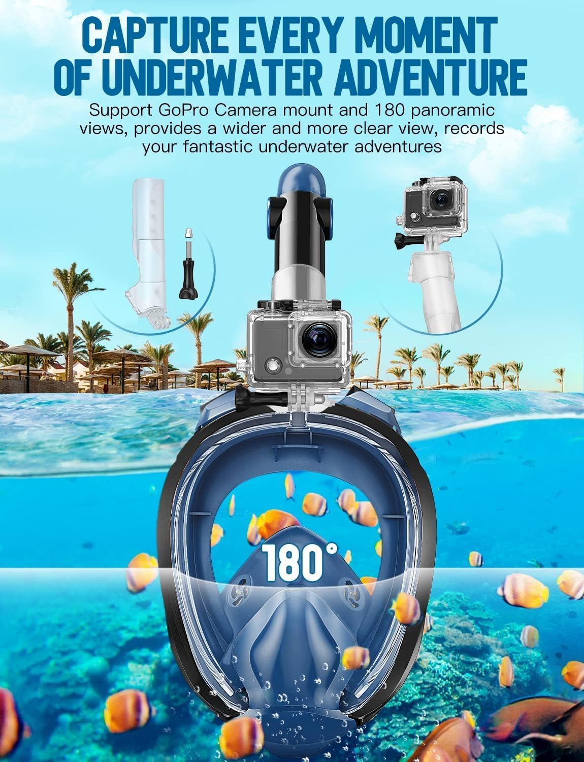 Full Face Snorkel Mask, Snorkeling Gear for Adults