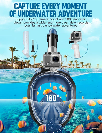 Full Face Snorkel Mask, Snorkeling Gear for Adults