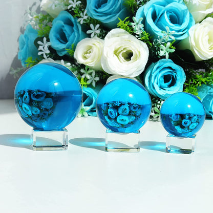 Aqua Blue Decorative Crystal Ball with Stand (40mm/50mm/60mm)