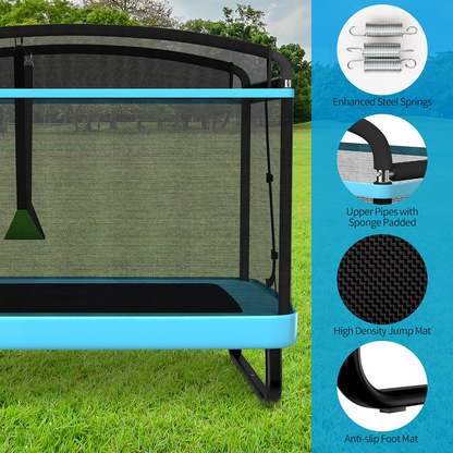 6 Ft Kids Trampoline with Swing, Baby Toddler Rectangle Trampoline, Max Load 220lbs (Blue/Orange)