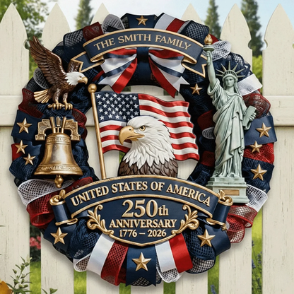 United States Of America 250th Anniversary - Personalized Wooden Sign, 250th Anniversary Gifts
