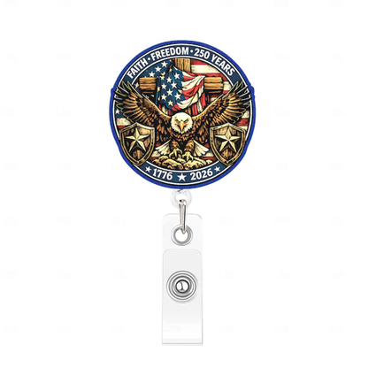 America's 250th Anniversary Retractable Badge Reel with Cli