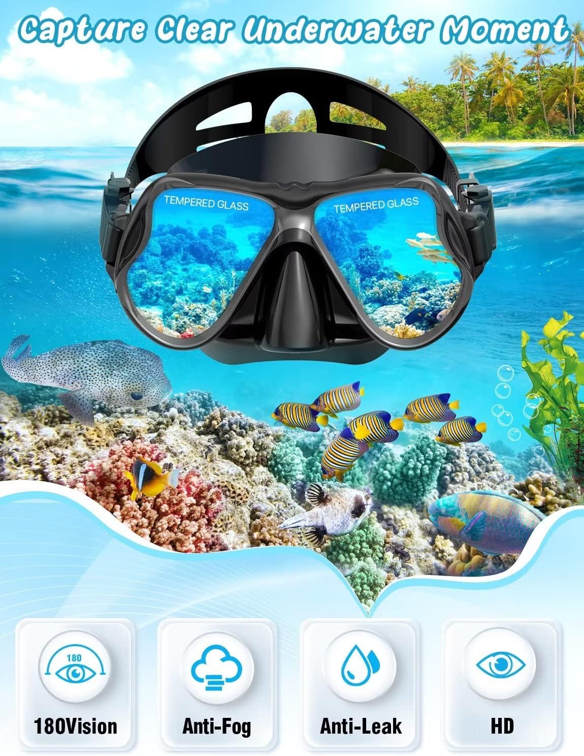 Adults Mask Fins Snorkel Set Beginner-Friendly Snorkeling Gear