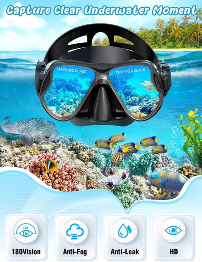 Adults Mask Fins Snorkel Set Beginner-Friendly Snorkeling Gear