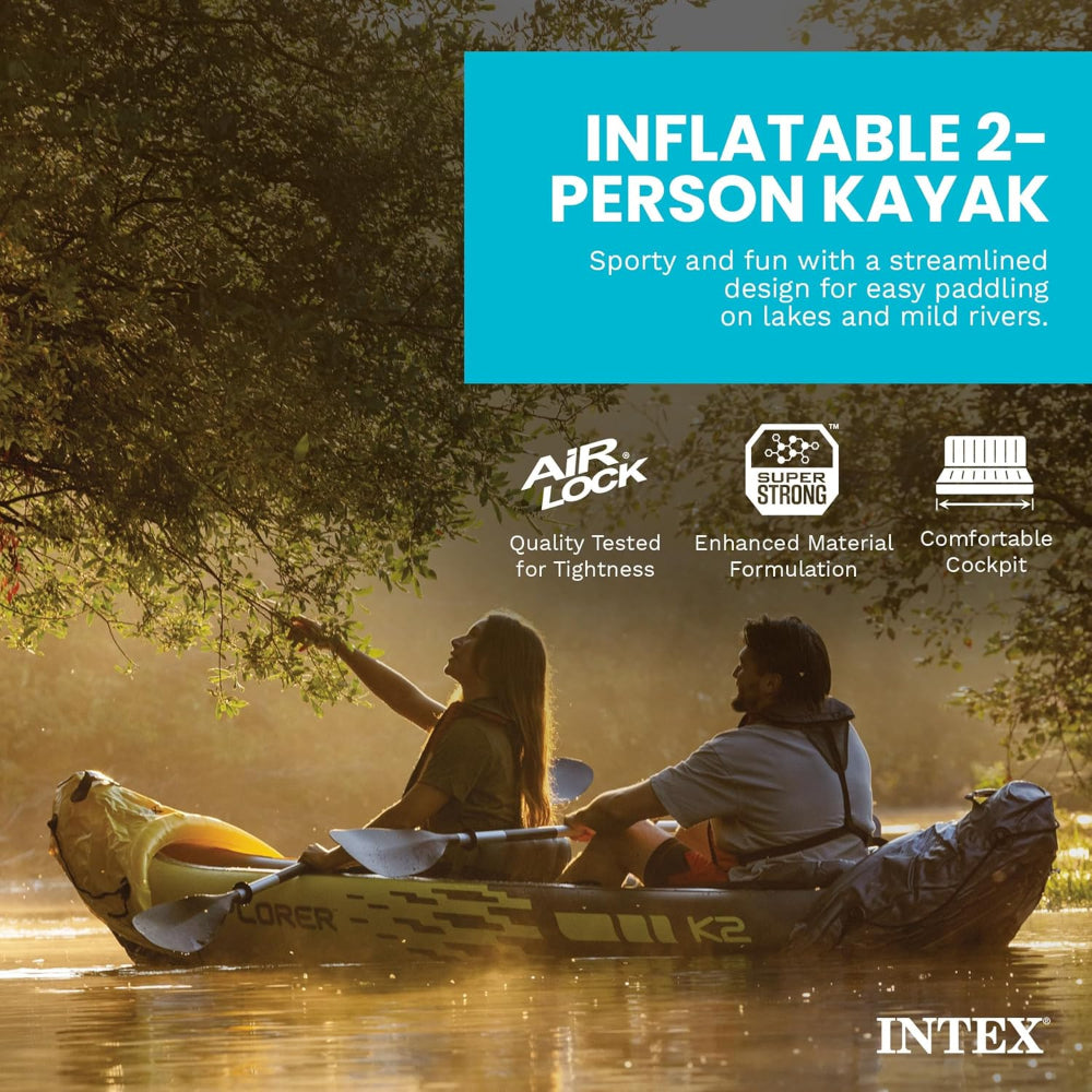 Inflatable Kayak Set with Aluminum Oars, Pump, Adjustable Seats & 400lb Capacity