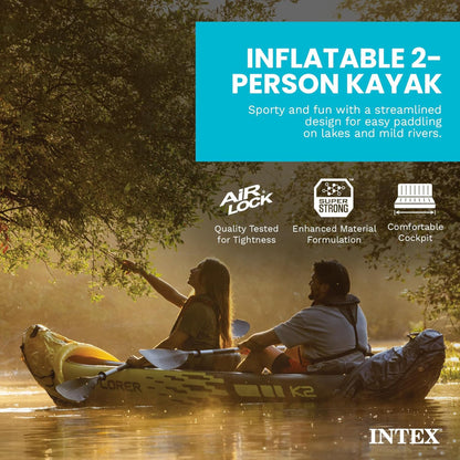 Inflatable Kayak Set with Aluminum Oars, Pump, Adjustable Seats & 400lb Capacity