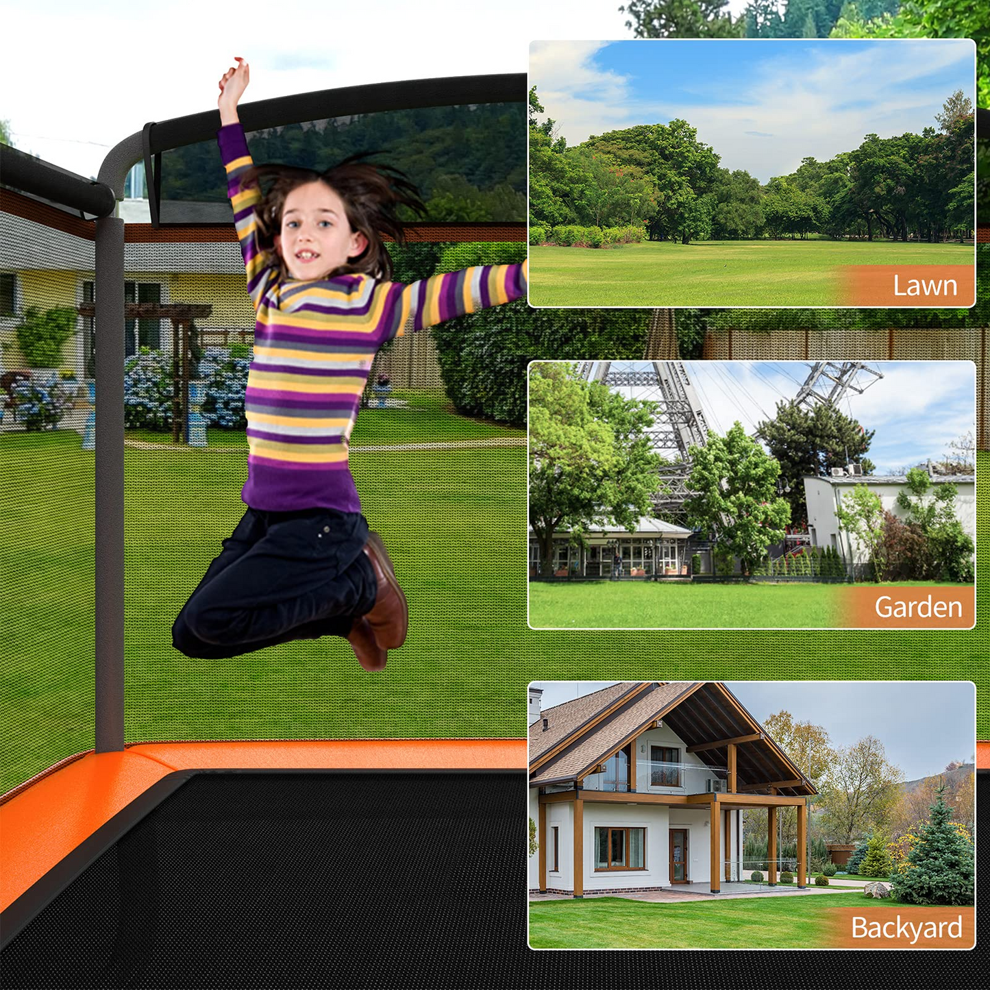 6 Ft Kids Trampoline with Swing, Baby Toddler Rectangle Trampoline, Max Load 220lbs (Blue/Orange)