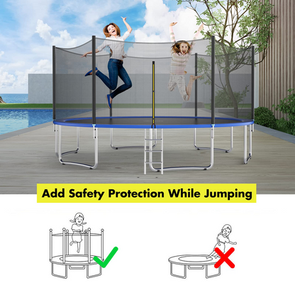 Trampoline Safety Net, 8 10 12 14 15 16Ft Weather-Resistant Replacement Enclosure Net for Round Frame