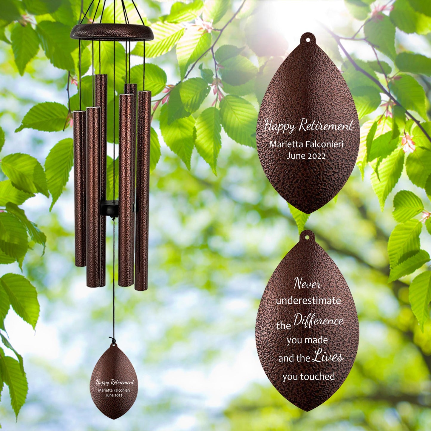 Astarin Personalized Retirement Wind Chimes, 35" Large Custom Windchime for Teacher, Doctor, Employee, Happy Retirement Appreciation Gift-008-Produce in the USA